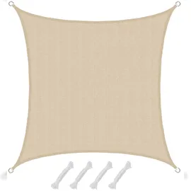 AMANKA UV Sonnensegel 3x3 m HDPE Quadrat Sonnenschutz Überdachung Garten Balkon Beige