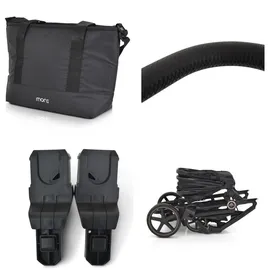 Moni Kinderwagen 2 in 1 Tokyo 22 kg umbaubar Wickeltasche Stoßdämpfer klappbar schwarz