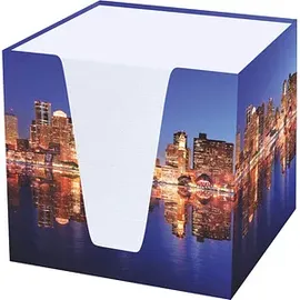 RNK RNK-Verlag Zettelbox Skyline weiß inkl. ca. 900 Notizzettel weiß, 1 St.