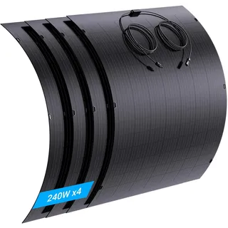 BLZLDD 960W Flexibles Solarpanel Kit, 4X 240W Monokristallin Flexible Solarmodul mit 3 m MC-4 Kabel, IP67 Wasserdicht Solarpanel für Wohnmobil, Balkonkraftwerk, Off-Grid-System, RV, Camping, Boot