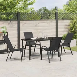 vidaXL Garten Essgruppe 5 pcs Schwarz Textilene und Stahl