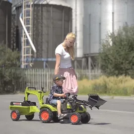 Falk Baggerlader Claas mit Baggerarm und Anhänger (2040N)