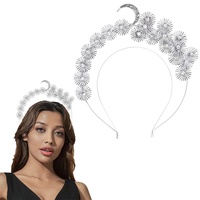 Flayem Silber Halo Haarreif Krone Kristall Haarband Mond Hochzeit Braut Stirnband Für Damen und Mädchen