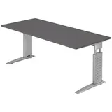 HAMMERBACHER US19 höhenverstellbarer Schreibtisch grafit rechteckig, C-Fuß-Gestell silber 180,0 x 80,0 cm