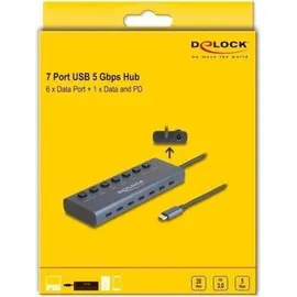 DeLock 63410 - USB 3.0 Hub 7 Port, USB-C zu 7x C