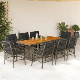 vidaXL Garten-Essgruppe 9-tlg. Grau