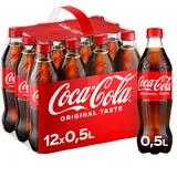 Coca-Cola Classic - pure Erfrischung mit unverwechselbarem Coke-Geschmack in stylischem Kultdesign - Einweg Flasche (12 x 500 ml)