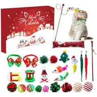 Adventskalender 2025 Kinder Weihnachts-Katzenspielzeug-Countdown-Set bringt Freude für Ihre Katze (Red,33CM)