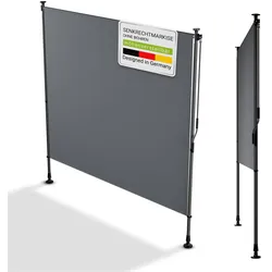 Juskys Senkrechtmarkise Barbados 200x310 cm - Sonnenschutz höhenverstellbar, ohne Bohren - Grau