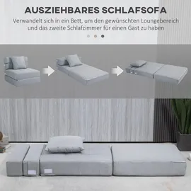 Homcom Schlafsessel Schlafsofa, Sofabett Einzelsofa mit Waschbarem Kissen, Grau