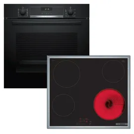 Bosch Herdset 71 Liter AirFry mit Elektrokochfeld Schwarz/Silber