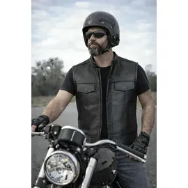 PAULGOS Lederweste Biker Kutte Clubweste Chopper Weste 100% Echtleder BW4 schwarz - Gr.: XL