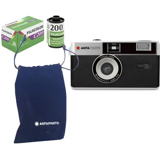 AgfaPhoto Kamera Set mit Color Film + Batterie 35mm Silber Analoge