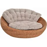 Krines Home XXL-Sessel XXL Sitzmuschel aus echtem Rattan Rattan Sonneninsel Natur Lounge, Sessel Sitzschale Groß beige
