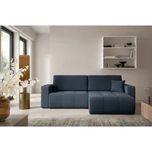 Fun Möbel Ecksofa Sofa Mit Schlaffunktion Augusto In Stoff Wind Dunkelblau Ottomane Rechts