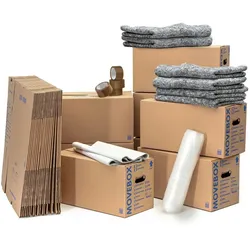 KK Verpackungen Umzugsset 3-4 Zimmer Wohnung Umzugskartons Packseide Luftpolsterfolie Klebeband Umzugsdecken