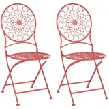 Beliani Gartenstuhl Set von 2 Provence Stil Rot