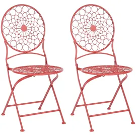 Beliani Gartenstuhl Set von 2 Provence Stil Rot