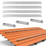 Warmfay Solarpanel Halterung Aluprofil,Dachhalterung Solarmodul PV Montageschiene 4 X115cm schienen und 3 X Profilverbinder,halterung für solarmodule,Balkonkraftwerk Befestigung Ziegeldach Set