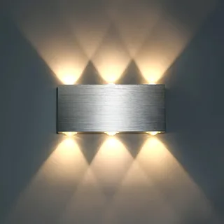 Lightess 18W LED Wandlampe Innen Wandleuchte Silber Leuchte Up Down Wand aus Aluminium Wandleuchten für für Schlafzimmer Flur Wohnzimmer Treppenhaus Warmweiß