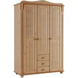 Kleiderschrank HOME AFFAIRE "Adele", beige (natur), B:130cm H:191cm T:53,5cm, Massivholz, Schränke, aus massiver Kiefer,Spiegel beim 4-und 5-trg.Schrank, Innenausstattung