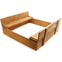 Wiltec Sandkasten mit Deckel 2 Sitzbänke Holz