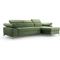 Ecksofa Sofa Schlafsofa Couch mit Schlaffunktion 287cm/82cm/174cm Bardi Grün - Rechts Noel 09 - Grün