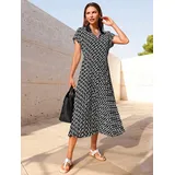 Inspirationen Druck-Kleid Etuikleid Schwarz 38
