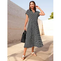 Inspirationen Druck-Kleid Etuikleid Schwarz 38