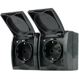 REV Ritter Doppelsteckdose IP44 Anthrazit 2 St.