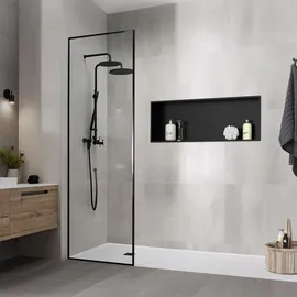 luxebath Wandnische aus Edelstahl 90x30x10 cm Schwarz Duschnische mit Rahmen,