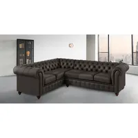 Home Affaire Chesterfield-Sofa »Chesterfield Ecksofa, auch in Leder L-Form«, hochwertige Knopfheftung, langer Schenkel links oder rechts wählbar braun