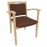 einrichtungsdesign24 Armlehnstuhl 4-Fußstuhl Holzstuhl mit Armlehnen Alexander Seniorenstuhl Esszimmer, Gestell aus Massivholz und stapelbar braun