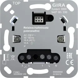 Gira System 3000 Relais-Einsatz, 16A, universal, 0-3600W, Verwendbar mit Taste, 540700