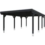 SKANHOLZ Skan Holz Grunewald - Flachdach Carport aus Leimholz Breite 427 cm Gr. 2 - 427 x 796 cm Aluminium Dachplatten mit Trapezprofil (unbehandelt) anthrazit Holzcarport