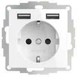 2USB Unterputz-USB Steckdose 12 W Glänzend Weiß