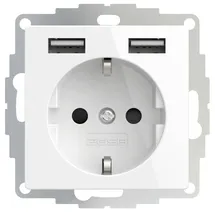 2USB Unterputz-USB Steckdose 12 W Glänzend Weiß