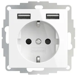2USB Unterputz-USB Steckdose 12 W Glänzend Weiß