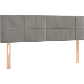 vidaXL Boxspringbett mit Matratze & LED Hellgrau 140x200 cm Samt