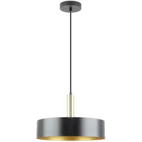 LED Universum - Pendelleuchte Victoria Ø 40cm Metall rund für LED E27 Leuchtmittel max 40W (exklusive) höhenverstellbar bis 150cm Esstisch Wohnzimmer Hängelampe Deckenlampe schwarz gold