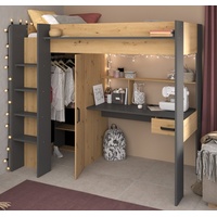 Parisot Hochbett Helix (Stauraumbett inklusive Kleiderschrank und Schreibtisch) kein Lattenrost erforderlich beige