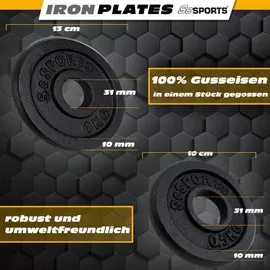 ScSPORTS Kurzhantel Set 15 kg verstellbar Gusseisen schwarz