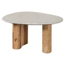 MASSIVMOEBEL24.DE Couchtisch Natur Weiß Sheesham 70 x 65 x 35 cm