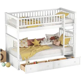 modfu Etagenbett Modfu 90 x 200 cm Kiefer massiv weiß