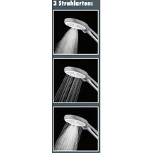 Primaster Handbrause 3 Strahlarten Water Move chrom-weiß mit Wasserspareinsatz