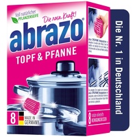 abrazo Topf & Pfanne | 8 Reinigungskissen für Töpfe, Grill & Backofen, Spülschwamm mit veganer Pflanzenseife, Küchenschwamm, Reinigungsschwamm