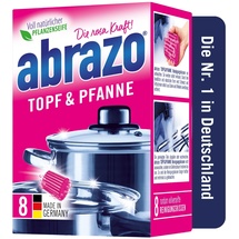 abrazo Topf & Pfanne | 8 Reinigungskissen für Töpfe, Grill & Backofen, Spülschwamm mit veganer Pflanzenseife, Küchenschwamm, Reinigungsschwamm