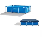 Intex | Rectangular Frame Pool Set Family inkl. Abdeckplane | 300 x 200 x 75 cm | idealer Spaß für die ganze Familie