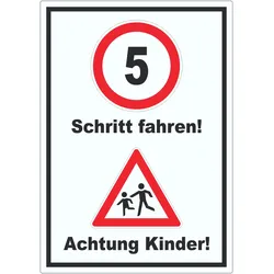Schritt fahren Achtung Kinder Aufkleber A6 (105x148mm)