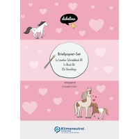 Dabelino Liniertes Briefpapier-Set für Kinder: Pferde, Ponys (rosa mit